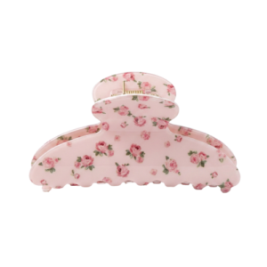 Pink Floral Hair Claw Claw (Crescent)