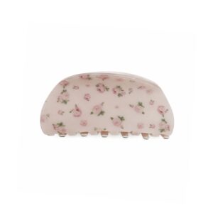 Pink Floral Hair Claw (Oval)
