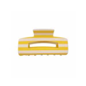 Shop the Vintage Yellow and White Striped Hair Claw at Gaaraboutique Doha — retro, durable, striped-pattern claw clip for effortless everyday style.